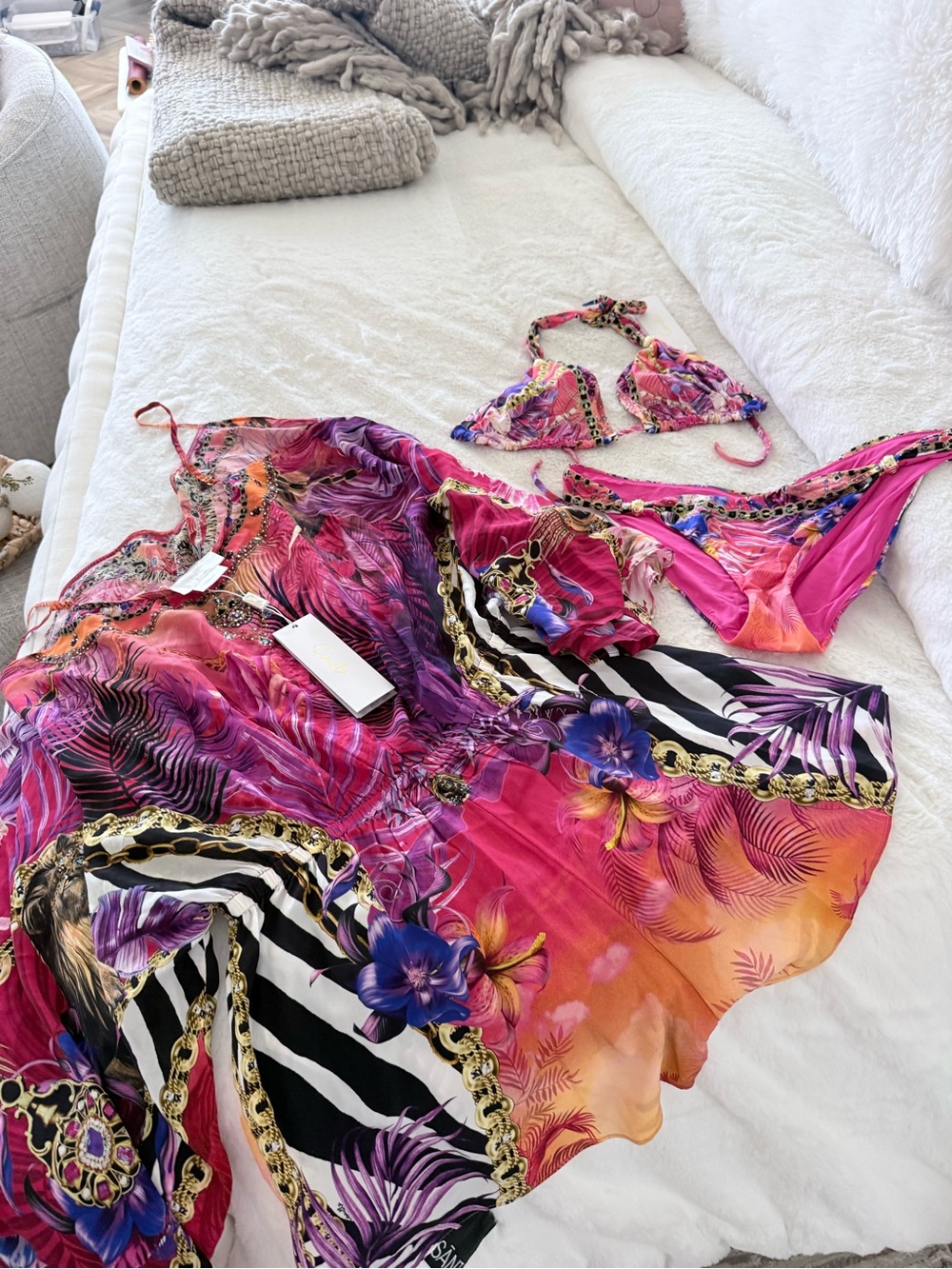 Vibrant Floral Pink Beach Bikini Set